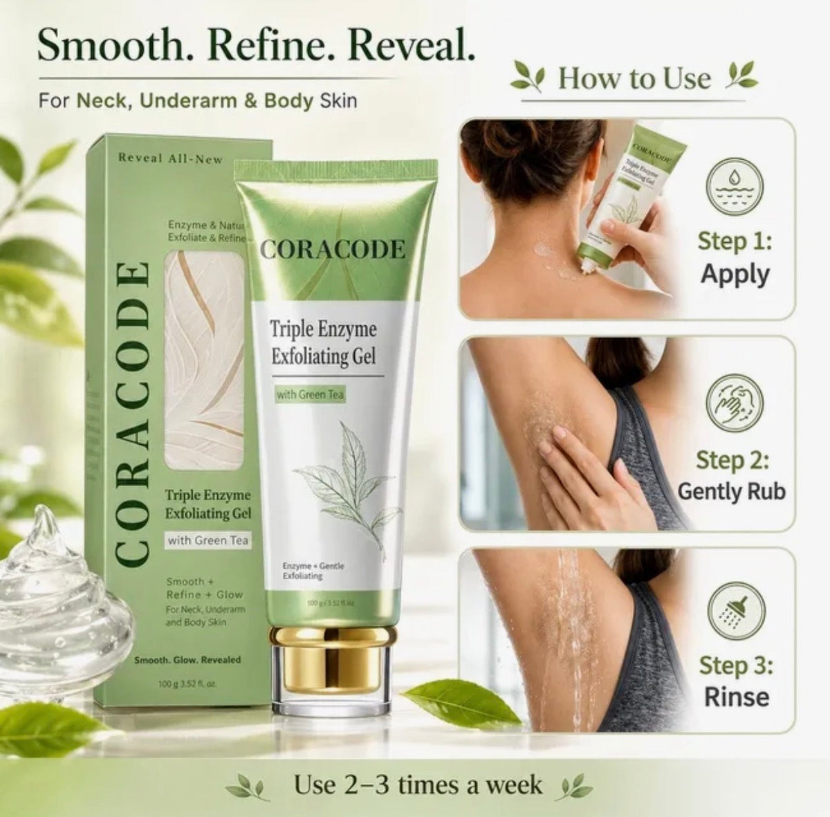 Coracode Triple Enzyme Exfoliating Gel 100g | Facial Skin Exfoliator for Smooth & Radiant-Looking Skin